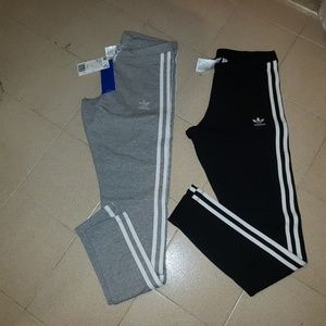 Adidas Track Leggings (Grey + Black)